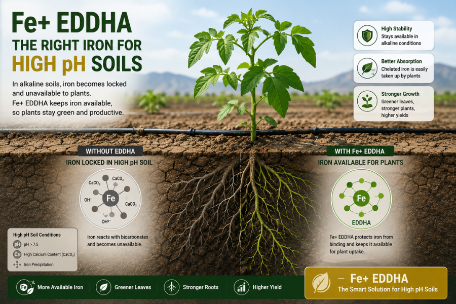 EDDHA chelated iron for alkaline and high pH soils